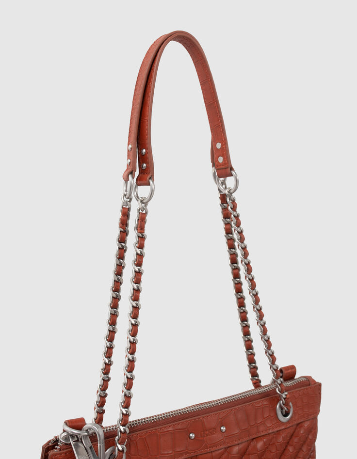Damen-Clutch 1440 Reporter aus Leder in Orange-4