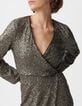Robe portefeuille grise brod&eacute;e sequins m&eacute;tallis&eacute;s Femme-5