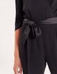 Langer, schwarzer Damenchiffonoverall mit Satinr&uuml;ckseite-4
