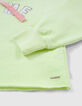 Gelbes Crop-Mädchensweatshirt mit Kapuze und Schriftzug-6