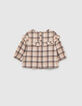 Blouse écrue à carreaux avec volant bébé fille-4