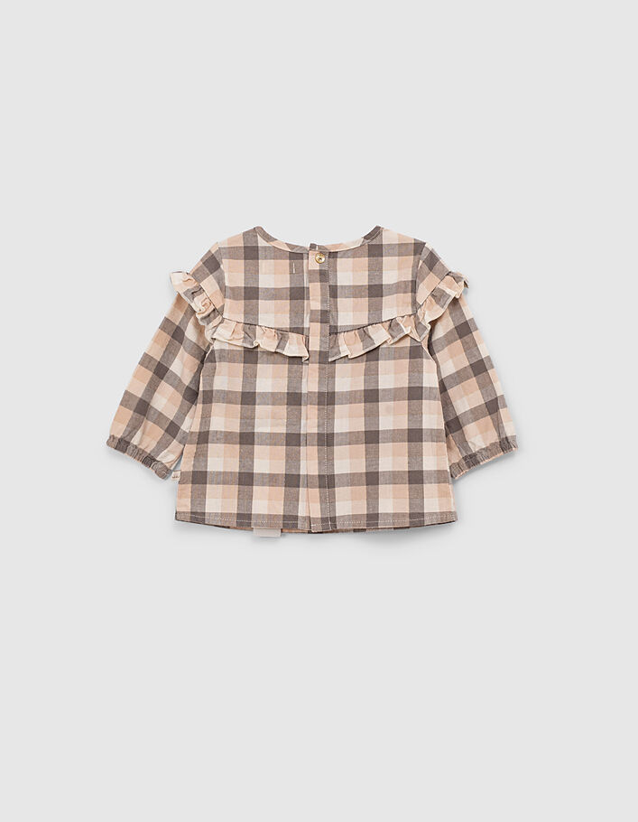 Baby girls’ ecru checked ruffled blouse - IKKS