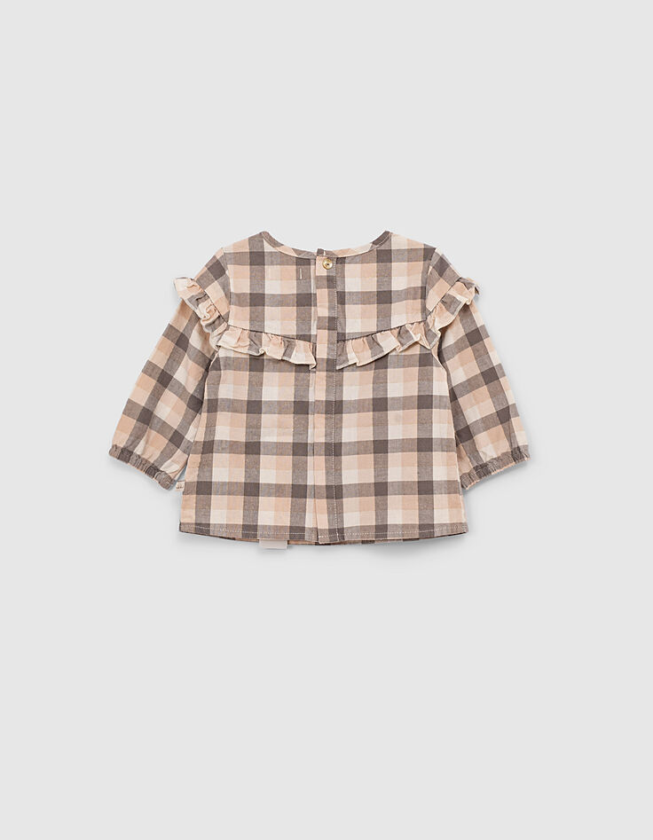 Blouse écrue à carreaux avec volant bébé fille-4 Blouse écrue à carreaux avec volant bébé fille-4