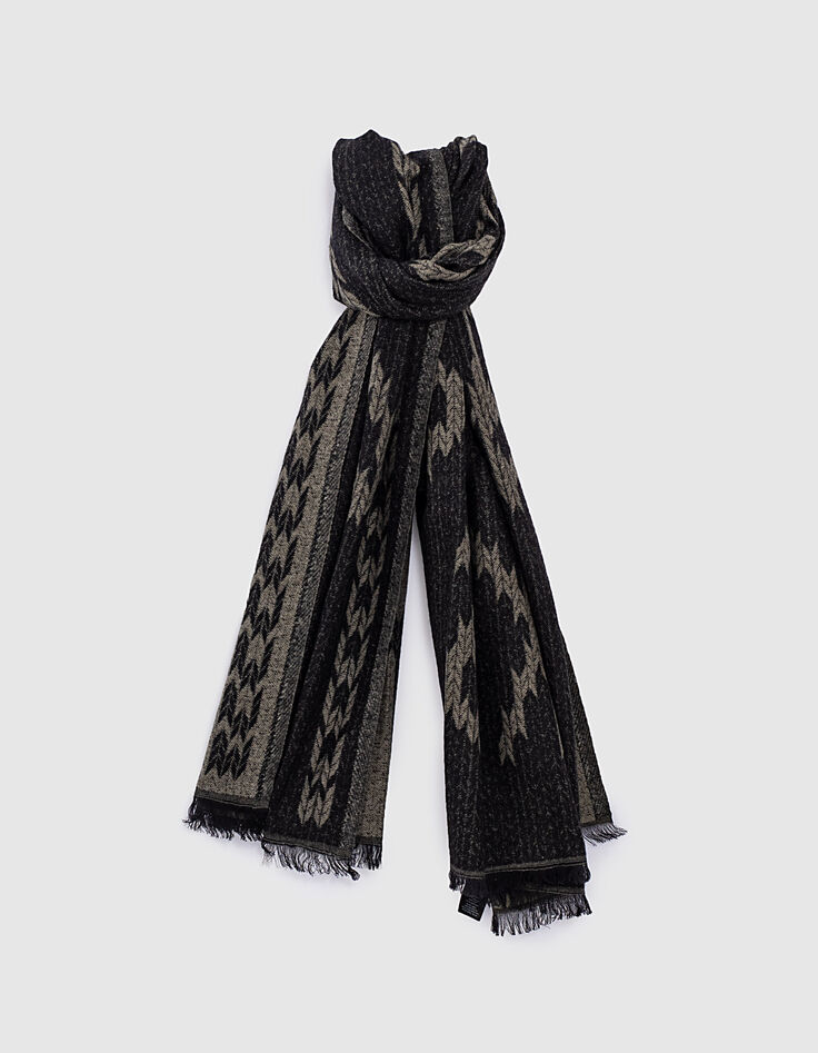 Fular caqui y negro jacquard motivo calaveras Hombre-1