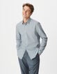 Chemise slim bleue imprim&eacute; minimaliste Homme-3