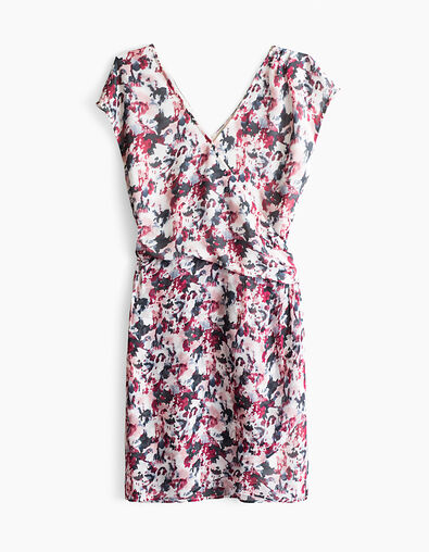 Vestido pico drapeado estampado acuarela mujer - IKKS