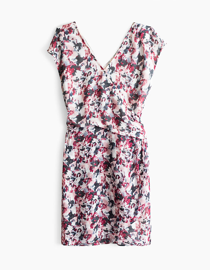 Vestido pico drapeado estampado acuarela mujer-1