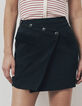 Jupe courte noire effet croisé boutons militaires femme-5