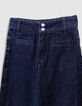 Vaqueros anchos azules franjas anchas laterales niña-5