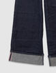 Marineblaue weite Mädchenjeans mit festem Revers-6