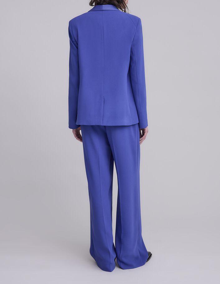 Pantalon de costume large bleu roi ceinture double Femme