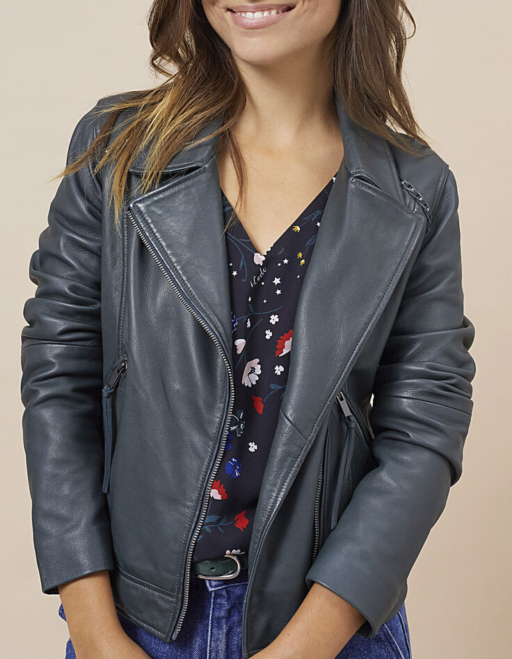 Babery Green Bikerlederjacke mit Flechtbänder I.Code-2