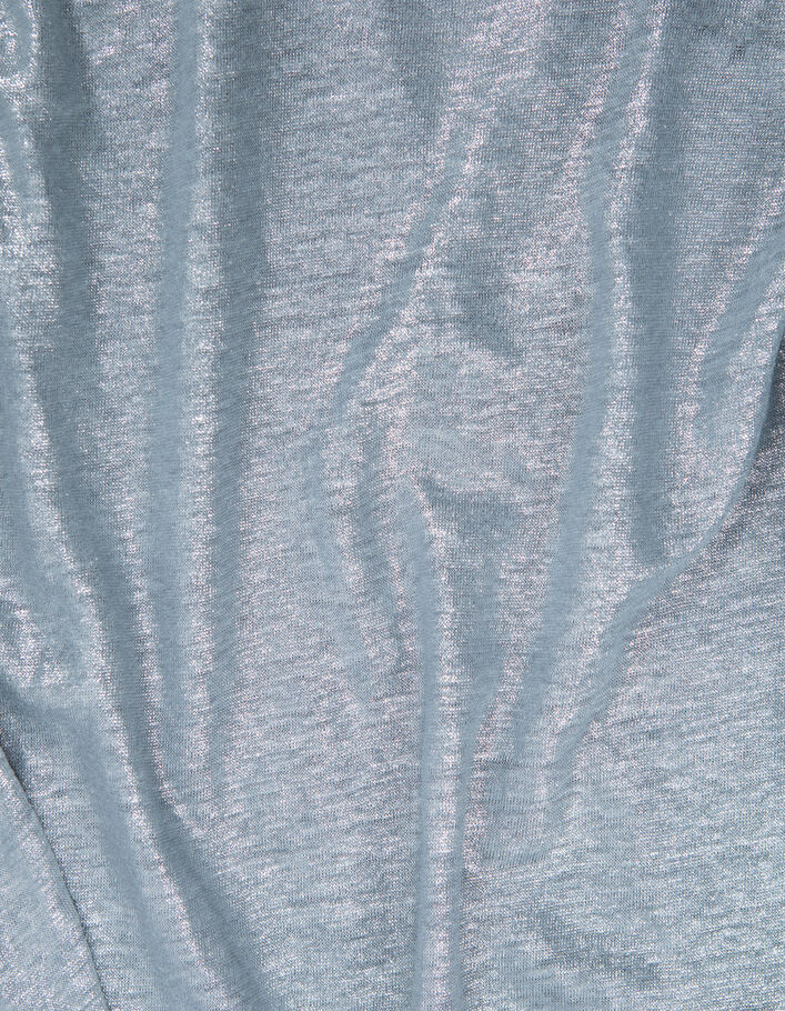 Sturmblaues Damen-T-Shirt aus Leinen mit kleinen Perlen - IKKS