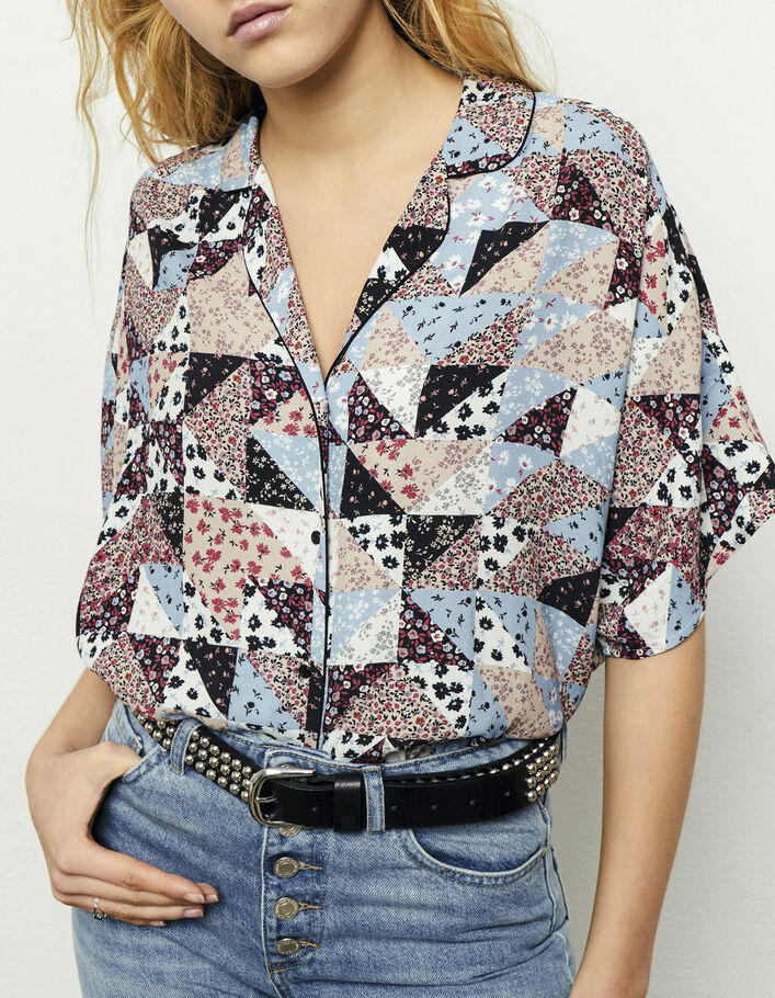 Damenbluse aus Ecovero®-Viskose mit Patchwork-Blumenprint-1