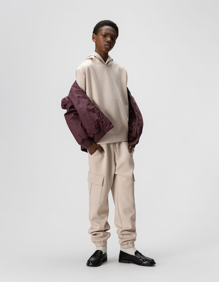 Boys’ beige sweatshirt with embossed slogan on back-5 Boys’ beige sweatshirt with embossed slogan on back-5