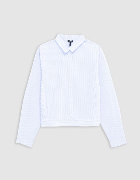 Blauw gestreept shirt spirit jasje meisje - IKKS