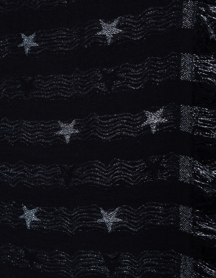 Zwarte jacquard sjaal met zilveren sterren Dames-4