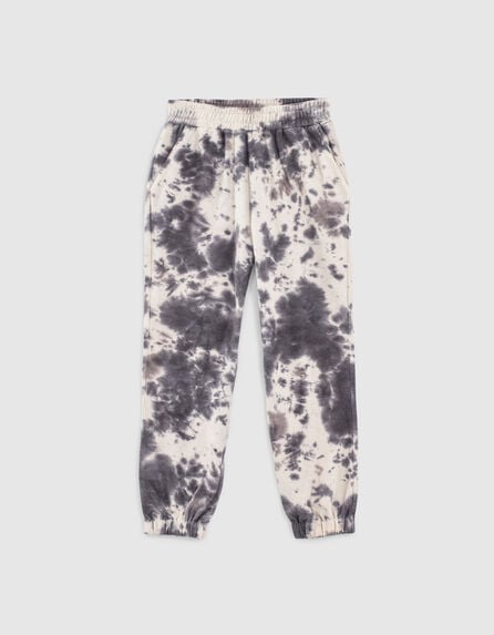 Girls’ black and white tie-dye joggers
