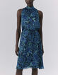 Marineblaues Damenkleid mit psychedelischem Blumenprint-1