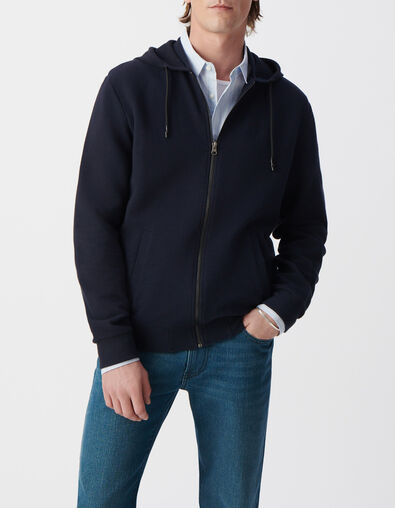 Men&rsquo;s navy textured hooded cardigan - IKKS