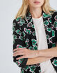 Women’s black suit jacket with green flowers print-4