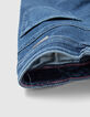 Girls' blue Waterless mom jeans, Ateba bracelet embroidery-4