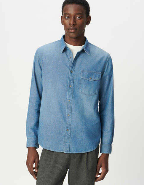 Men&rsquo;s blue denim regular jacket - IKKS