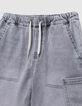 Grey denim Bermuda shorts one pocket battle boy-2
