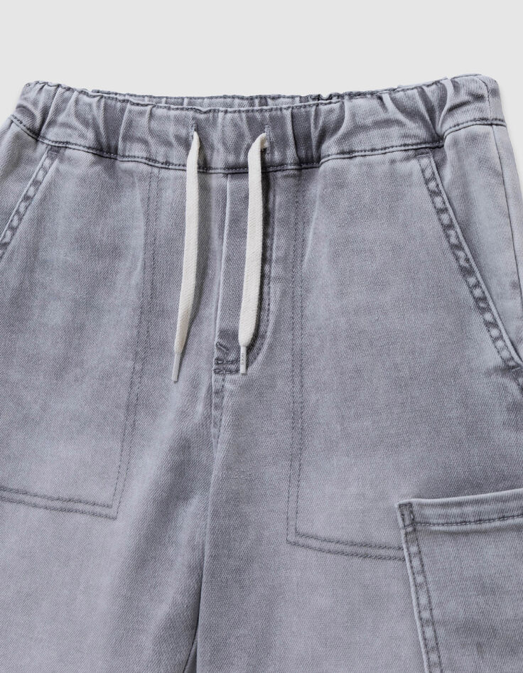 Grey denim Bermuda shorts one pocket battle boy-2