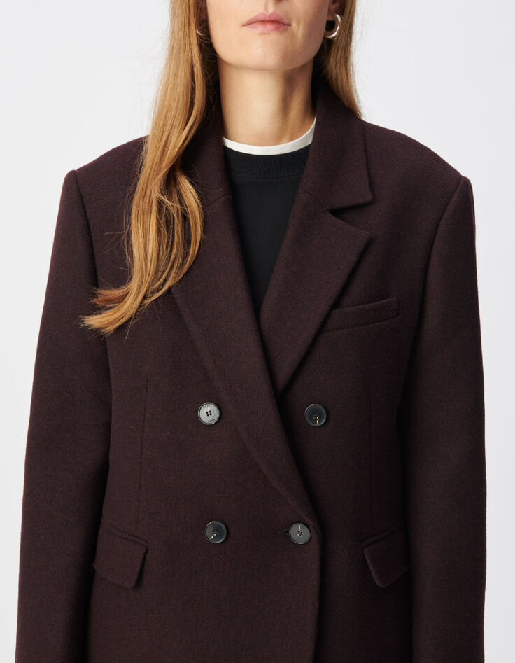 Veste oversize bordeaux boutonnage crois&eacute; Femme-5