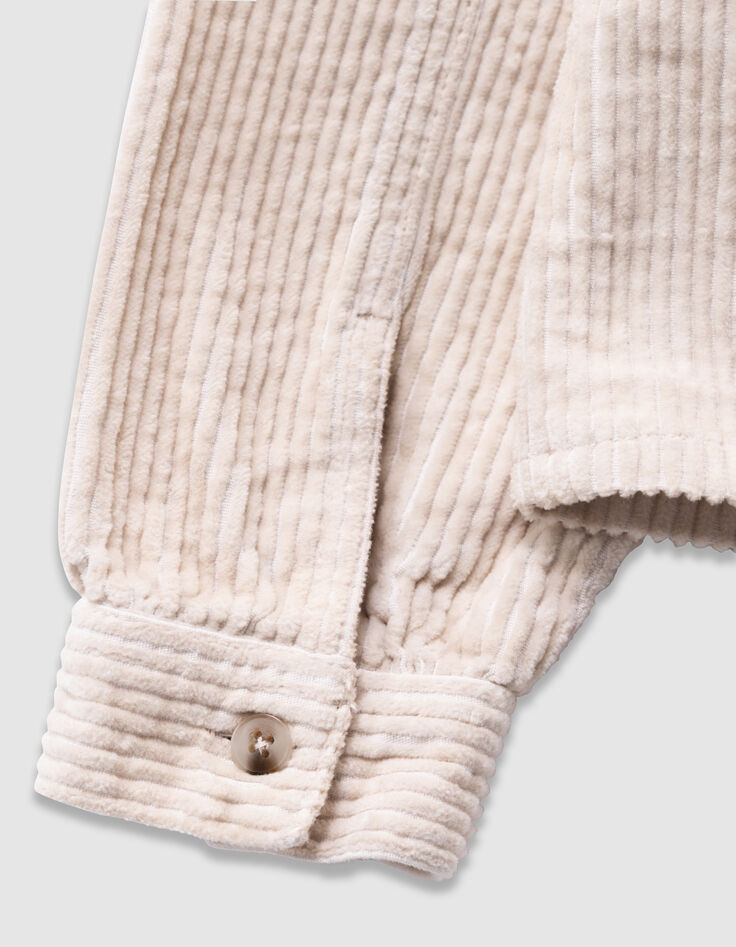 Ecru overshirt ribvelours meisjes-5