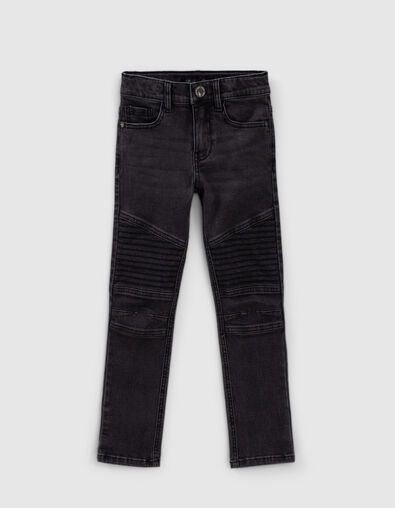 Boys’ black super-resistant biker-style slim jeans - IKKS