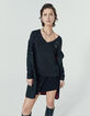 Tee-shirt viscose Ecovero® bleu marine broderies femme-3