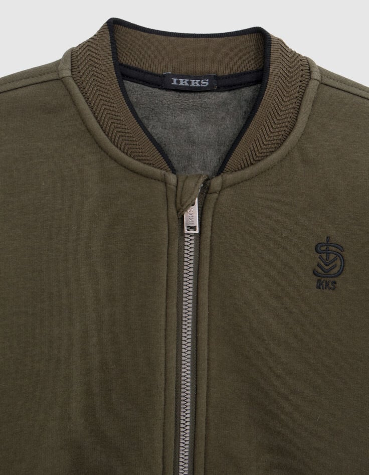 Boy's zipped khaki teddy cardigan-2