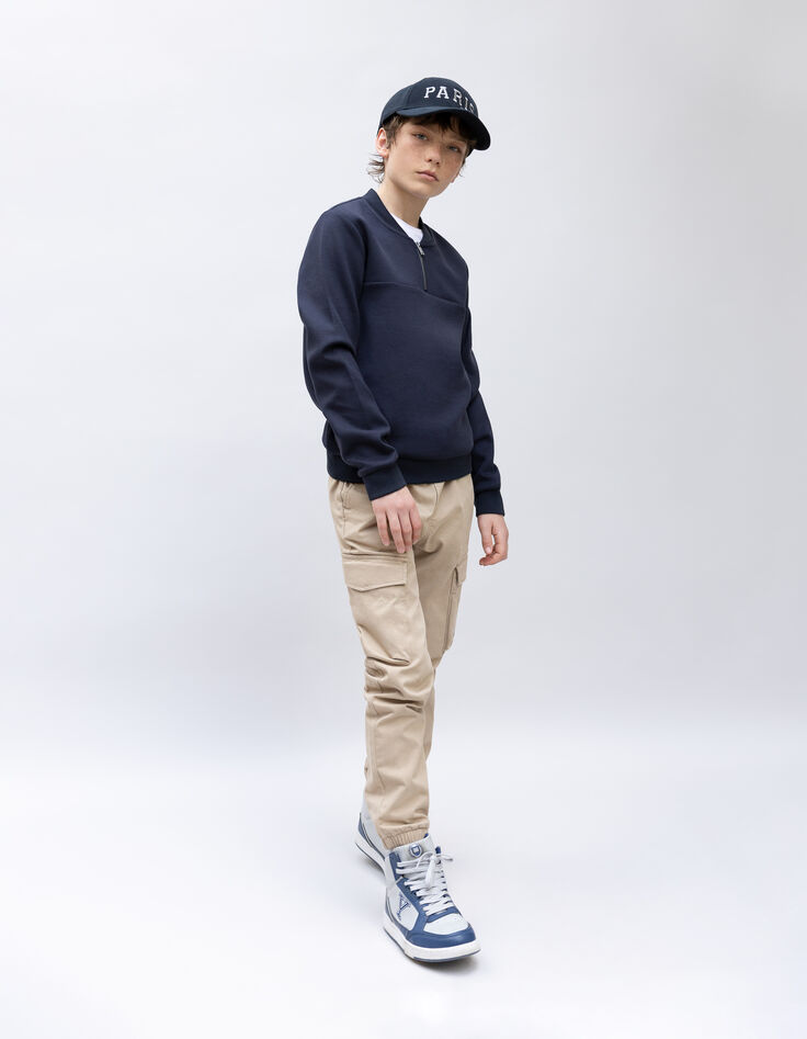 Beige JOGGER-Hose für Jungen mit elastischem Bund-2