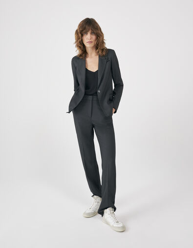 Women’s black semi-plain jacquard straight suit trousers - IKKS