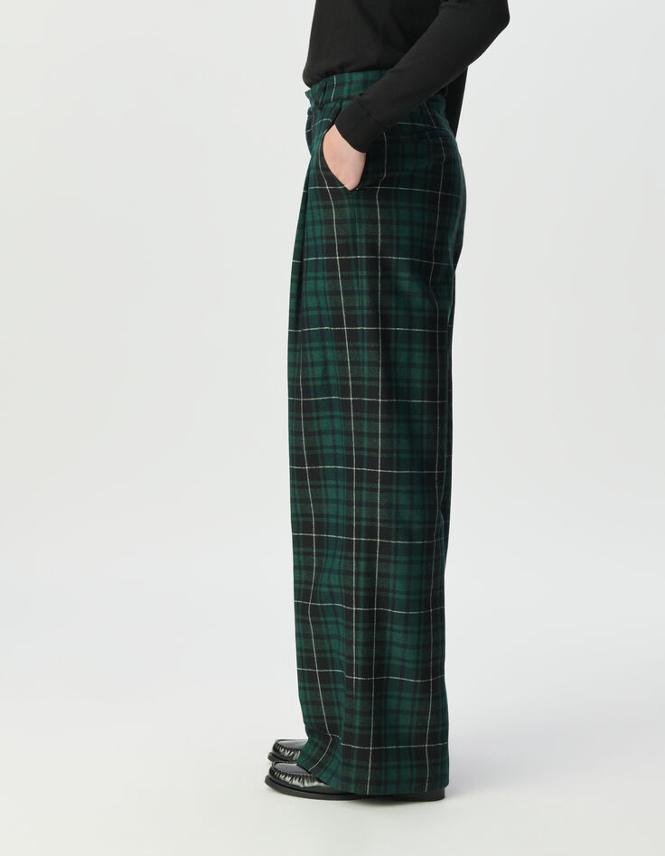 Weite grüne Damenhose mit Karomuster-3 Weite grüne Damenhose mit Karomuster-3