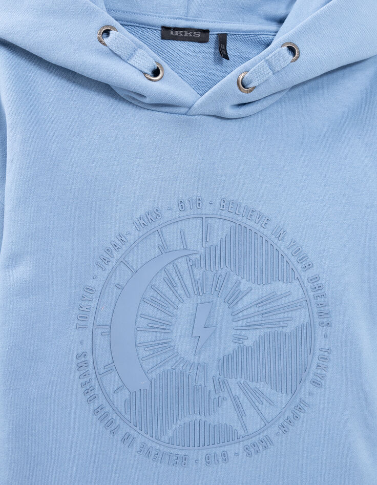 Sweat bleu à capuche motif soleil-lune garçon-6