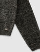 Pull gris anthracite avec col Claudine blanc fille-4