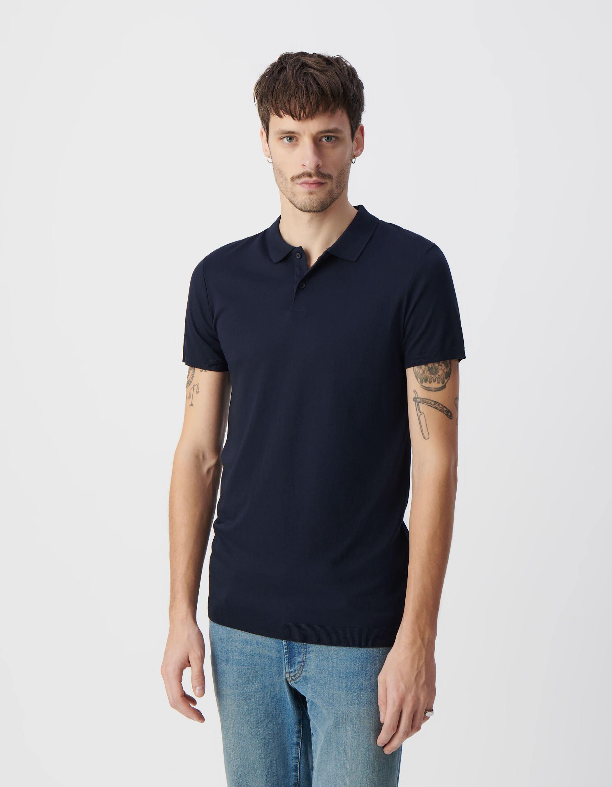 Black cotton polo shirt on sale