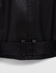 Women’s black leather jacket with faux sheepskin collar-7