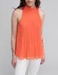 Women’s orange recycled pleated top with American armholes-2