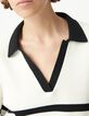 Black and ecru striped sailor sweater with contrasting polo collar Women-4