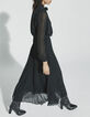 Vestido largo plisado gasa negro mujer-2