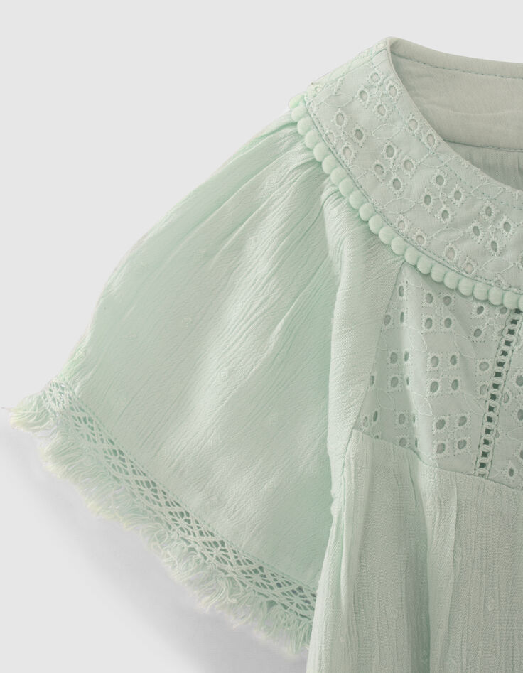 Watergroene blouse frontje broderie anglaise meisjes-5