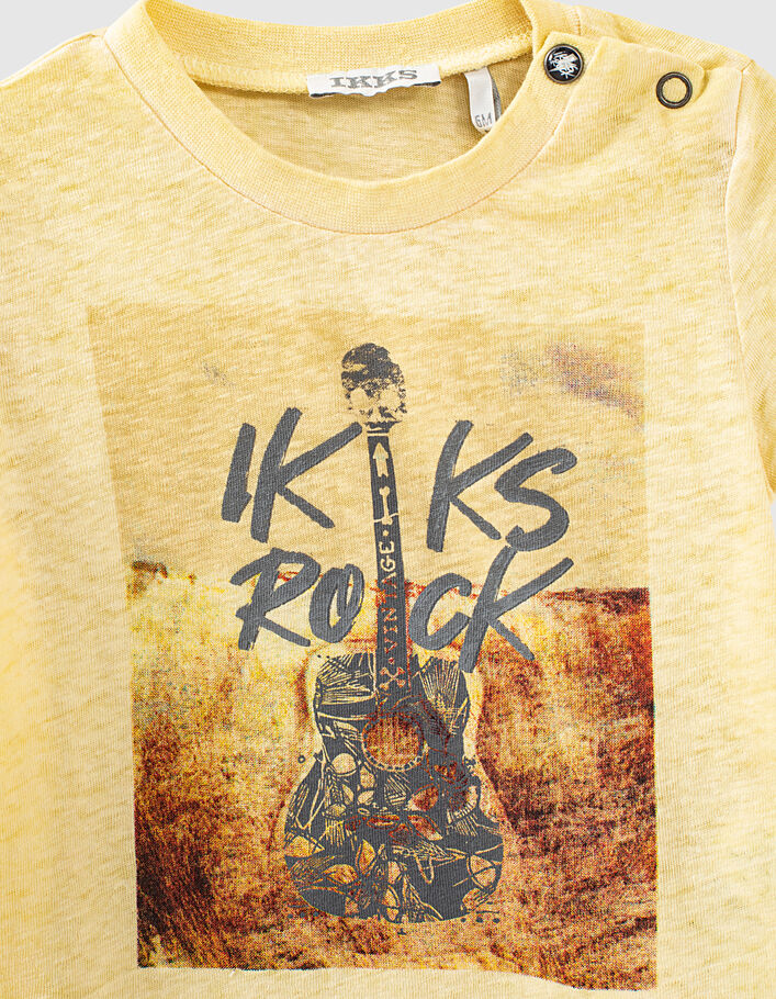 Baby boys’ wheat guitar on photo image organic T-shirt - IKKS