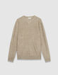 Pull beige tricot détail fantaisie Homme-5