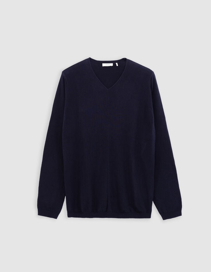 Men&rsquo;s navy cotton cashmere knit sweater-6