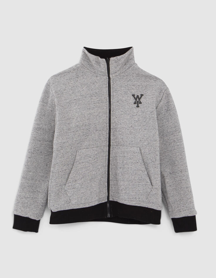 Cárdigan reversible coñac y gris jaspeado niño-7
