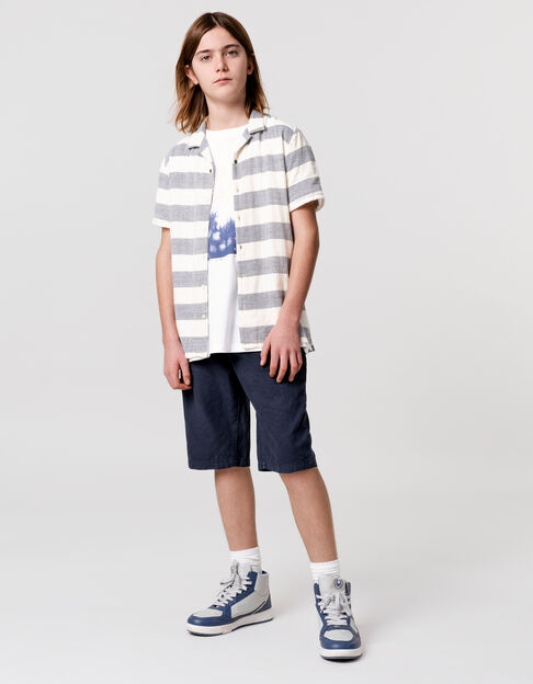 Chemise marine motif larges rayures garçon - IKKS